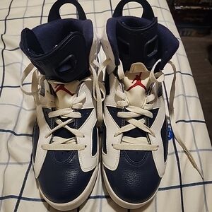 Nike Air Jordan 6 Retro 2012 Olympic Navy and White Athletic Shoes